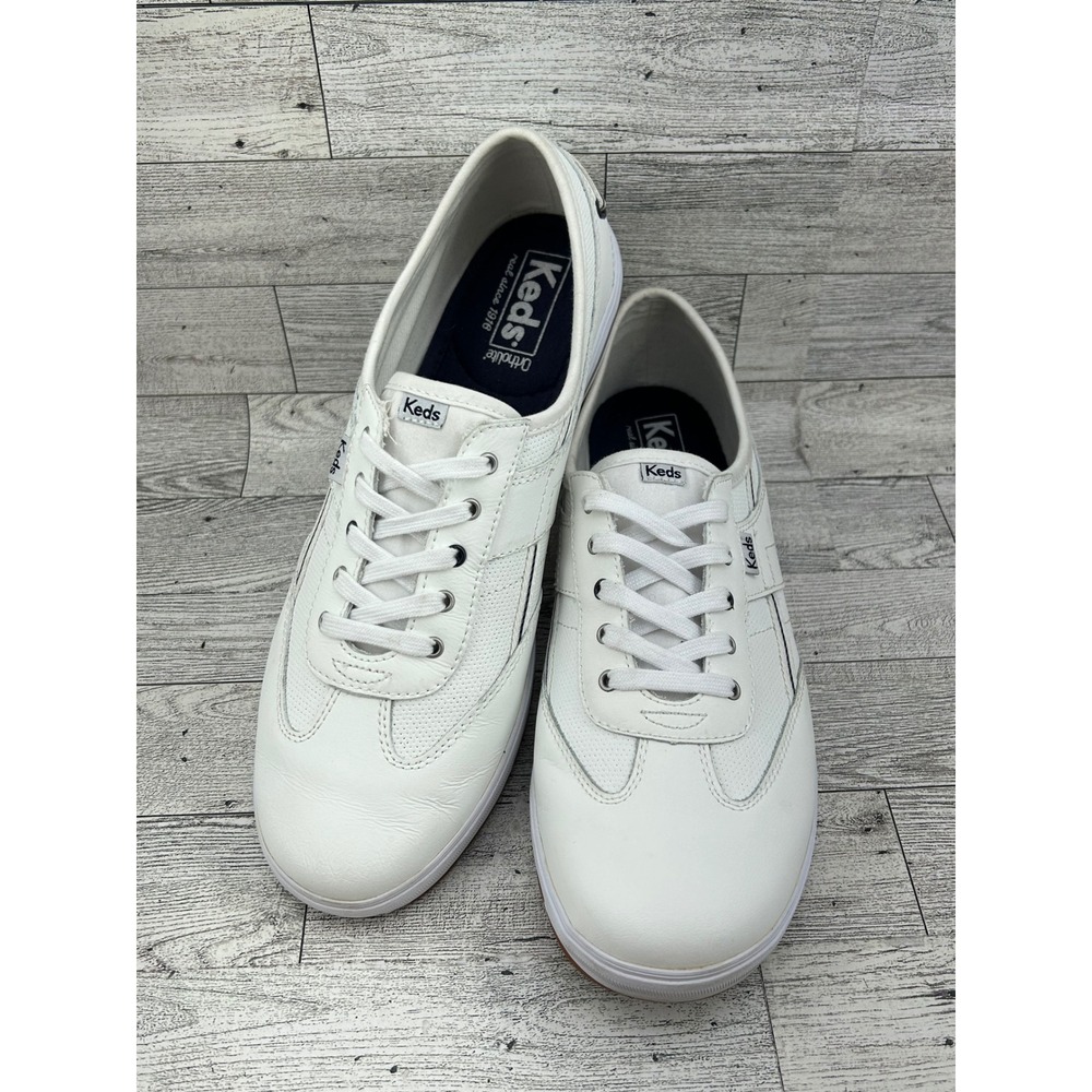 Keds Ortholite White Leather Lace Up Sneakers Shoes Womens 10